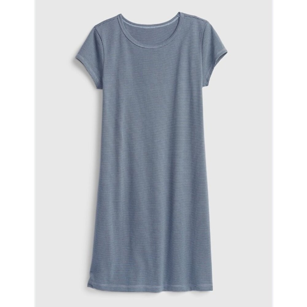 New Gap Teen kids T shirt dress striped grey blue size XL 14-16